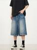 Shorts Jeans de Rua Estilo Americano com Padrão de Relâmpago para Homens e Mulheres Retrô Hip-hop Filhotes Bonitos Soltos de Perna Larga Retos Curtos Marca Tendência