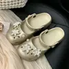 Sandálias Mary Jane femininas de verão estilo coreano, nicho, flor de pérola doce, DIY, estilo balé, levemente arqueadas, sapatos perfurados leves