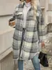 2026 Nuevo Abrigo Engrosado Transfronterizo Amazon Otoño e Invierno Nuevo Estilo Europeo y Americano para Mujer Abrigo de Lana a Cuadros con Solapa