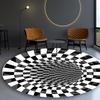 Alfombra de Ilusión 3D Agujero Negro Cuadros Blanco y Negro Visión Estereoscópica Vórtice Habitación Mesita de Noche Armario Cesta Colgante Felpudo