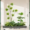 Combinação Paisagística de Plantas Artificiais Verdes Estilo Tropical com Vasos para Escadas Internas e Varandas, Plantas Verdes Grandes para Decoração de Casa, Sem Manutenção