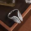 Anillo Alas de Ángel Alas Tendencia de Moda Europea y Americana Para Hombre y Mujer Chapado en Plata 925 Anillo de Plumas Retro Viejo Al Por Mayor