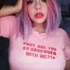 Verão 2025 Novos Tops Rosa Hip-Hop Estilo Retro Y2K Tops Casuais Camisetas Roupas Europeias e Americanas Redondo