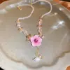 Colar Pingente Estrela em Aço Titânio e Pedra Natural, Corrente de Clavícula Estilo Étnico Retrô, Joias de Alto Padrão Versáteis para Atacado