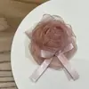 Pinza para el pelo de malla rosa con flor de rosa, estilo coreano, para principios de primavera, para mujer, pinza de cocodrilo suave y versátil, accesorio para el pelo atmosférico