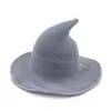 Gorro de Mago de Punto de Color Sólido Sombrero de Halloween Otoño Invierno Mujer Sombrero de Bruja Puntiagudo Sombrero Mágico Plegable