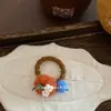 Cuerda para el pelo de lana tejida coreana de otoño e invierno con fresa, banda de goma gruesa de alta elasticidad para coleta, cuerda para la cabeza de calabaza linda para niños, banda de goma
