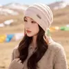 Gorro versátil para otoño e invierno, sombrero de alta gama para adelgazar el rostro para mujer, gorro de punto simple y cálido, gorro holgado dulce casual estilo coreano