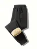 Pantalones gruesos de lana de cordero para hombre, pantalones largos extra gruesos con forro polar de invierno, pantalones de chándal de otoño e invierno, pantalones casuales con forro polar transfronterizos