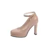 Zapatos de Tacón Alto con Plataforma Impermeables Estilo Hepburn Tacón de Aguja Puntiagudos de Moda Correa de Hebilla de Una Sola Tira Boca Baja Zapatos de Trabajo Princess Nocturna