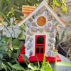 Decoración de Artesanía de Resina Nueva y Creativa Transfronteriza Cabaña de Piedra Casa para Pájaros Casa de Piedra Patio de Casa Colgante para Árbol Exterior