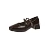 Zapatos de tacón alto Mary Jane 2026 nuevo estilo de otoño, punta cuadrada poco profunda, estilo francés, adecuados para combinar con faldas, tacón medio, zapatos de estilo casual y relajado