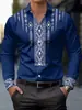 2026 Camisa para Hombre Elástica en Cuatro Direcciones Transfronteriza de Amazon Estilo Étnico Casual Camisa de Negocios Retro Estampada en 3D para Hombre