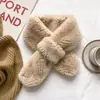Promoção Cachecol de Pelúcia Liso para Pescoço Estilo Japonês de Inverno Cruzado Espesso Quente de Pele Sintética de Coelho Rex Cachecol para Mulheres Tendência