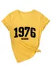 1976 Vintage Amazon Ebay Sitio Independiente Casual Cómodo Versátil Camiseta de Manga Corta con Cuello en V para Mujer Camiseta Base