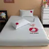 Juego de tres piezas de sábana plana y sábana bajera de algodón 100% con estampado de cuadros de dibujos animados, hecho de algodón grueso reforzado, apto para todas las estaciones