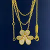 [08] Joyería Nueva de Venta Caliente en Amazon Chapada en Oro de 18K Flor de Tela Totalmente Diamantada Collar para Mujer Celebridad de Internet Joyería de Moda