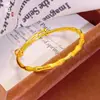 Pulsera de Latón Chapado en Oro con Eslabones de Bambú, Empuje y Tire, Color Duradero, Lujo Ligero, Sensación de Alta Gama, Pulsera Ajustable Sólida, Regalo para Novia