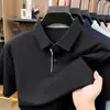 Camisa Polo de Manga Corta Antibacteriana de Seda de Hielo 10A para Hombre 2026 Nuevo Estilo de Verano Transpirable que Absorbe el Sudor Camiseta de Manga Corta para Hombre