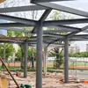 Toldo de estructura de acero paisajístico para parques escolares y zonas de ocio, construcción de toldo metálico con estructura de acero hecho a medida