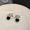Pendientes de lazo negro de otoño e invierno, pendientes de chica dulce, fresca, retro, oscura, diseño de nicho, pendientes de alta calidad