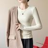Camisa Base de Veludo Dupla Face Feminina Outono e Inverno Nova Manga Longa Slim Fit Quente Aparência Slim Estilo Ocidental Top Versátil