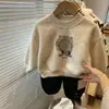 Moletom infantil e de bebê para outono e inverno, forrado com fleece, grosso, com estampa do Mickey Mouse, unissex, lã de alpaca, gola redonda, sem capuz, blusa de fleece grossa