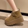 Zapatos de Lona Estilo Birkenstock para Mujer, Mocasines Peludos de Plataforma con Suela Gruesa para Aumentar la Altura, Nuevos de Invierno 2025, Ugly-Cute Gruesos