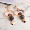 Clip de oreja de piedra elegante popular retro japonés y coreano sin perforar pendientes para mujer elegantes simples geométricos redondos clip de oreja al por mayor
