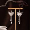 Pendientes Miao Étnicos de Borla Larga Estilo Nuevo, Pendientes Exagerados de Declaración de Moda Estilo Étnico de Plata Miao de Lujo Ligero