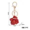 Pingente de chaveiro rosa cravejado de diamantes, rosa de liga com strass, presente criativo, acessório para bolsa feminina