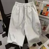Shorts de verão estilo preguiçoso para homens e mulheres, calças capri, perna larga da moda, soltas, cintura alta, para casais, toque de alta qualidade, calças de comprimento médio, tendência do Instagram