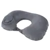 Almohada inflable en forma de U, automática, portátil, para viajes, cuello, avión, viajes al aire libre, Sanbao