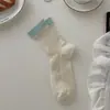 Calcetines de verano para mujer, finos de malla de algodón, hasta la pantorrilla, estilo coreano ins, calcetines holgados estilo ballet de verano