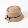 Otoño e Invierno Nueva Moda Británico Retro Atado Lana Sombrero de Pescador Exterior Cálido Forma Cóncava Sombrero de Copa Pequeño Sombrero de Moda
