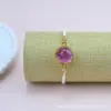 Pulseira de Flores Secas, Flor Eterna, Gipsofila, Narciso, Pulseira com Aro de Liga de Ouro, Pulseira de Flor Natural Tecida à Mão