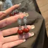 Pendientes Retro Antiguos de Doble Felicidad para Mujer, Estilo Étnico Chino Antiguo Rojo Festivo Elegante, Pendientes y Aretes de Alta Gama