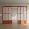 Puerta Corrediza de Balcón Retro Estilo Francés, Puerta Divisoria de Tres Paneles Cambia Color para Cocina y Sala de Estar, Puerta Corrediza de Vidrio con Riel Colgante de Aleación de Aluminio