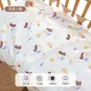 Toalla de baño de gasa de algodón de bambú fina de verano para recién nacidos, manta envolvente de gasa 110*120 toalla envolvente de dibujos animados