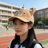 Gorra de Béisbol de Oso de Dibujos Animados Dulce con Protección Solar y Visera de Pico que Hace que la Cara Parezca Más Pequeña, con Orejas de Gato Quemadas, para Mujer