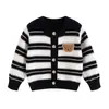 Cárdigan de Punto para Niños 100% Algodón Puro Estilo Otoño e Invierno Unisex Suéter de Punto Infantil Rayas Estilo Coreano Suéter de Punto para Bebé
