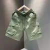 Shorts de Trabalho Americano de Cor Sólida para o Verão Masculino Soltos Retos de Perna Larga Respiráveis para Esportes ao Ar Livre Calças de Cinco Pontos