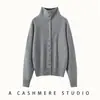 Cárdigan de punto abotonado de cachemira para mujer con cuello alto, abrigo de corte holgado, nuevo estilo otoño e invierno, de una sola fila con múltiples botones, elegante y con estilo