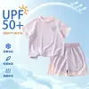 Conjunto de Roupa Esportiva de Verão Respirável de Secagem Rápida para Crianças de Meia-Idade e Mais Velhas - Top de Manga Curta com Mesh e Shorts - Proteção Solar UPF50+ - Sensação Gelada