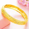 Pulsera Abierta de Latón Chapada en Oro de 24 Quilates con Diseño de Dragón y Fénix para Boda, Pulsera con Cierre de Novia para Mujer, Pulsera de Oro Imitación al por Mayor