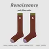 Calcetines de Otoño Renacentista para Mujer Estampado de Leopardo Caramelo Estilo Ins Casual Estilo Universitario Algodón de Longitud Media hasta la Pantorrilla para Mujer