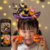 Linterna de Calabaza de Halloween Adornos Luminosos Accesorios de Decoración Palo Giratorio Niños Hecho a Mano Material DIY Regalos