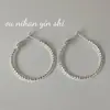 Pendientes Láser de Plata de Ley S925 Coreanos para Niñas Ins Estilo Coreano Elegantes Moda Pendientes de Aro