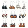 Brincos Pendentes Halloween Caveira Rosa Morte Abóbora Espantalho Aranha Esqueleto Brincos de Acrílico Pequeno Presente