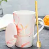 Taza Cerámica Taza con Tapa Cuchara Hogar Oficina Pareja Taza de Té Taza para Beber Taza de Café Puede Imprimir Logo Patrón